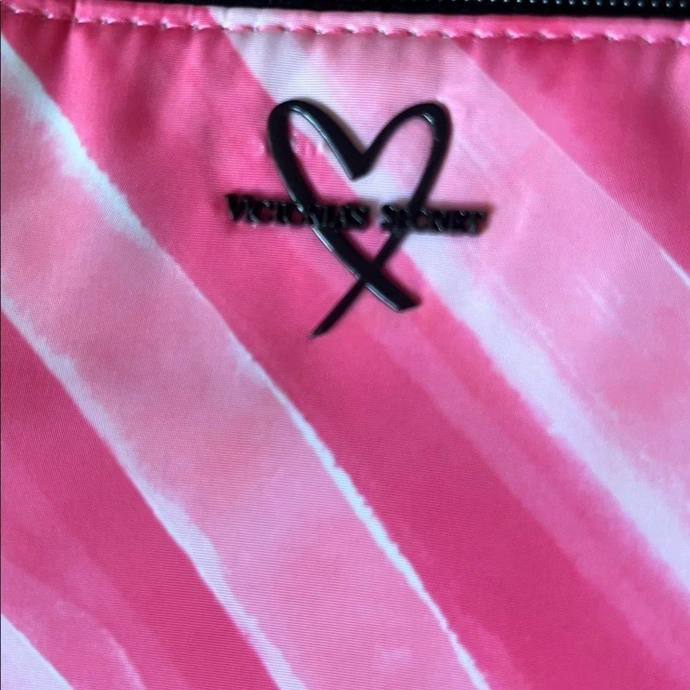 Victoria's Secret Signature Stripes Beauty Bag Pink Travel Cosmetics Pouch